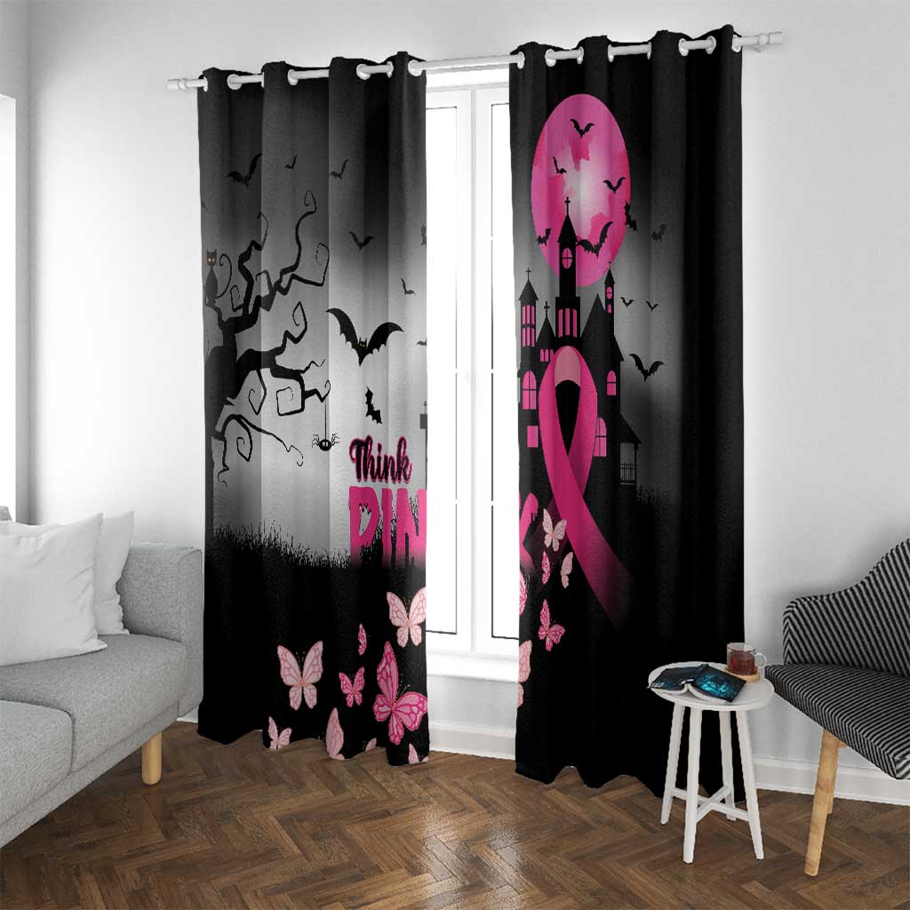 At Halloween We Think Pink Window Curtain Pink Ribbon Butterflies - Wonder Print Shop