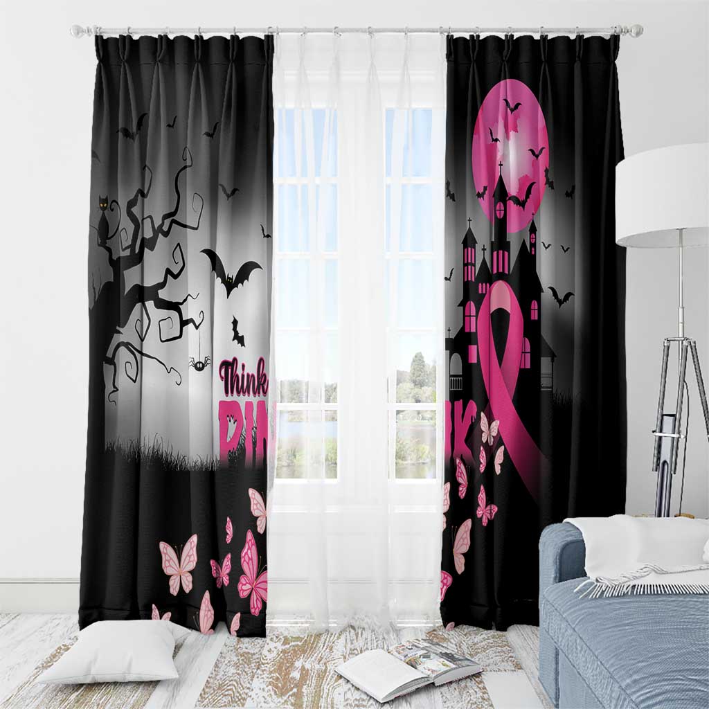 At Halloween We Think Pink Window Curtain Pink Ribbon Butterflies - Wonder Print Shop