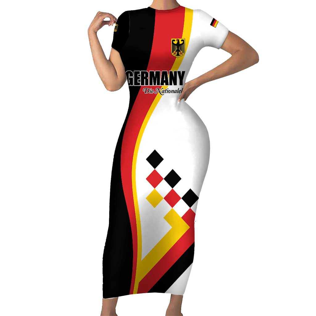 Custom Germany Football Family Matching Short Sleeve Bodycon Dress and Hawaiian Shirt Auf gehts Deutschland Girls - Wonder Print Shop