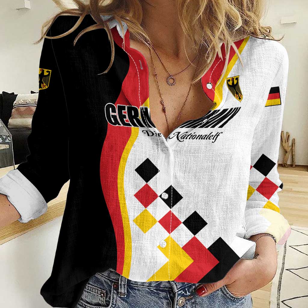 Custom Germany Football Women Casual Shirt Auf gehts Deutschland Girls - Wonder Print Shop