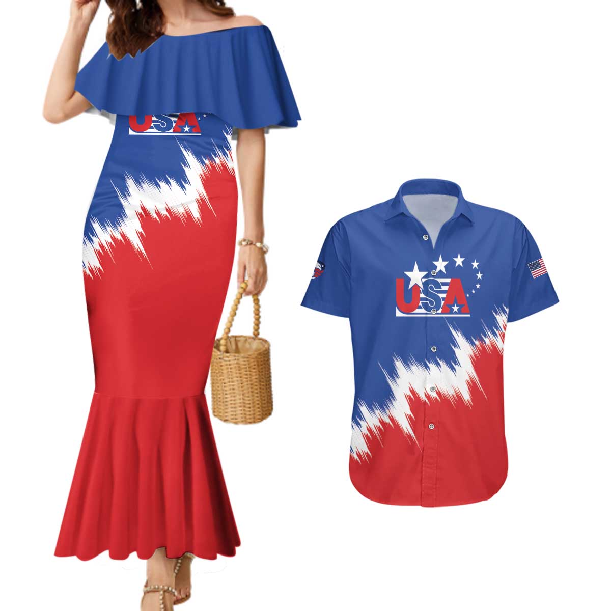 Custom USA Soccer Couples Matching Mermaid Dress and Hawaiian Shirt Always Possible Todo Es Posible - Wonder Print Shop