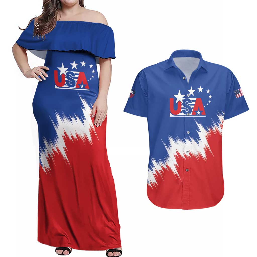 Custom USA Soccer Couples Matching Off Shoulder Maxi Dress and Hawaiian Shirt Always Possible Todo Es Posible - Wonder Print Shop
