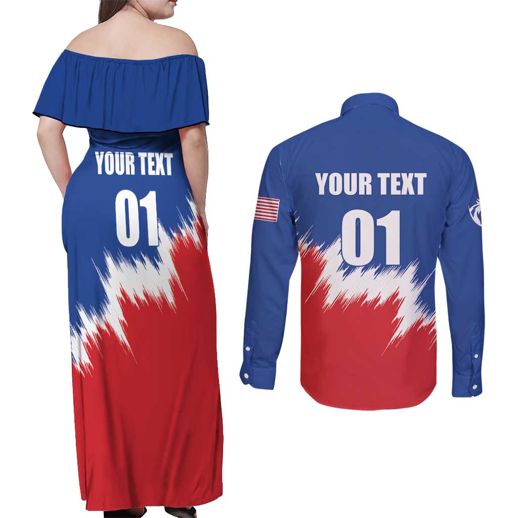 Custom USA Soccer Couples Matching Off Shoulder Maxi Dress and Long Sleeve Button Shirt Always Possible Todo Es Posible - Wonder Print Shop