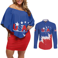 Custom USA Soccer Couples Matching Off Shoulder Short Dress and Long Sleeve Button Shirt Always Possible Todo Es Posible - Wonder Print Shop