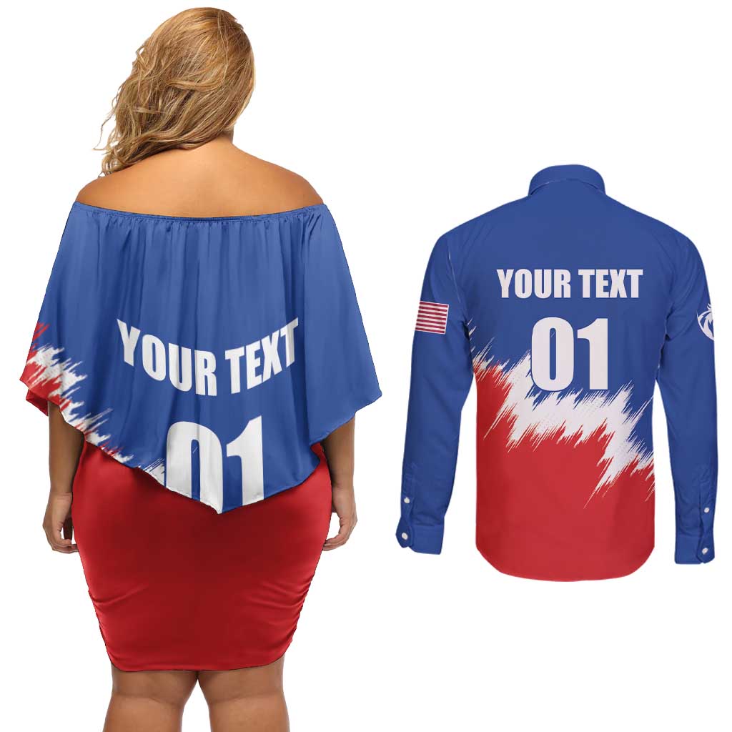 Custom USA Soccer Couples Matching Off Shoulder Short Dress and Long Sleeve Button Shirt Always Possible Todo Es Posible - Wonder Print Shop