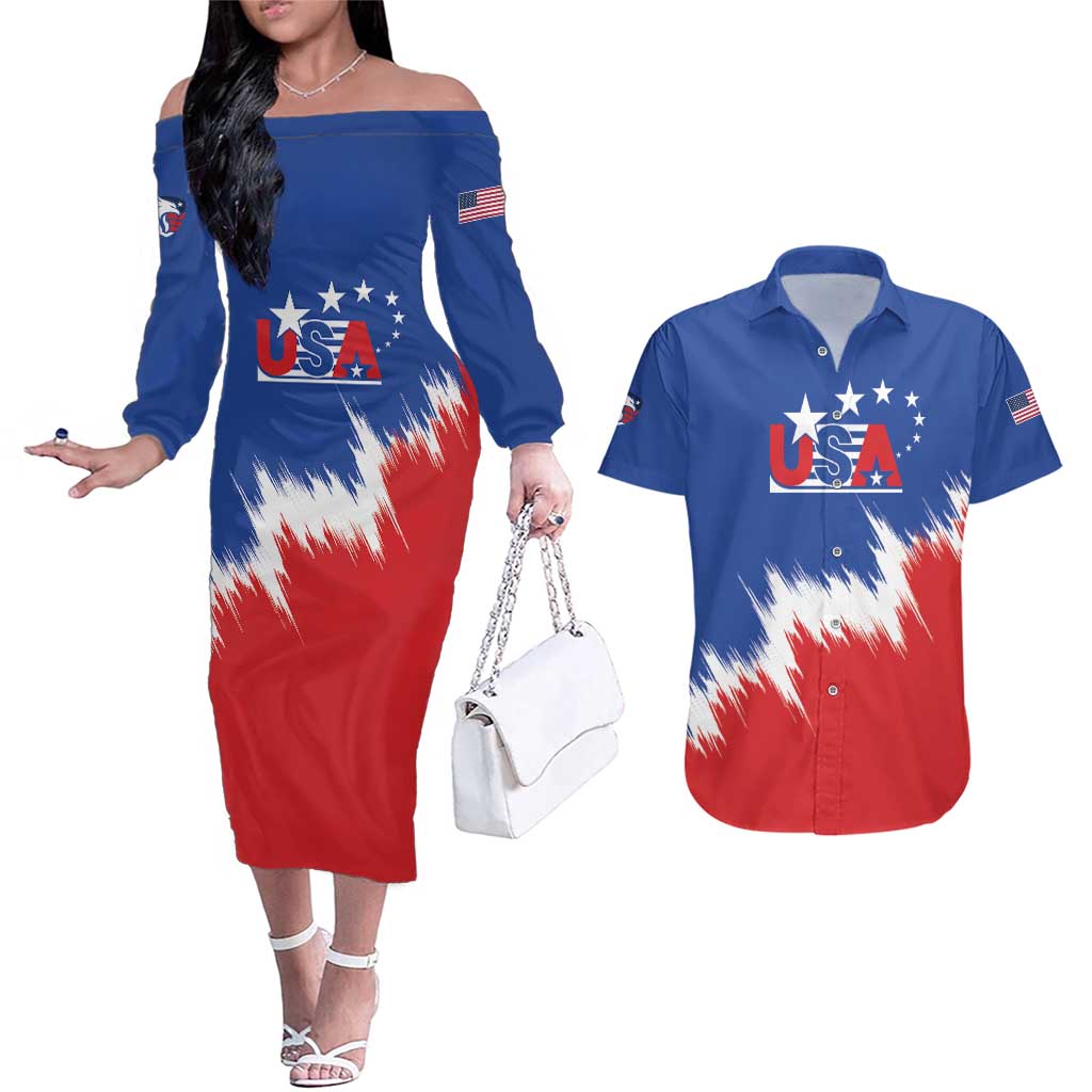 Custom USA Soccer Couples Matching Off The Shoulder Long Sleeve Dress and Hawaiian Shirt Always Possible Todo Es Posible - Wonder Print Shop