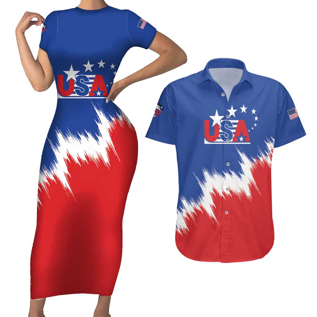 Custom USA Soccer Couples Matching Short Sleeve Bodycon Dress and Hawaiian Shirt Always Possible Todo Es Posible - Wonder Print Shop