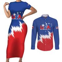 Custom USA Soccer Couples Matching Short Sleeve Bodycon Dress and Long Sleeve Button Shirt Always Possible Todo Es Posible - Wonder Print Shop