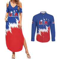 Custom USA Soccer Couples Matching Summer Maxi Dress and Long Sleeve Button Shirt Always Possible Todo Es Posible - Wonder Print Shop