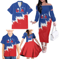 Custom USA Soccer Family Matching Off The Shoulder Long Sleeve Dress and Hawaiian Shirt Always Possible Todo Es Posible - Wonder Print Shop