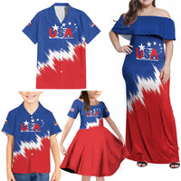 Custom USA Soccer Family Matching Off Shoulder Maxi Dress and Hawaiian Shirt Always Possible Todo Es Posible - Wonder Print Shop