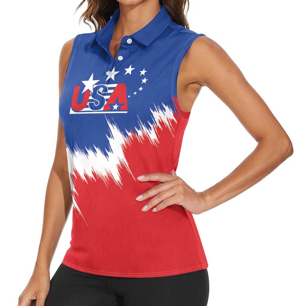 Custom USA Soccer Women Sleeveless Polo Shirt Always Possible Todo Es Posible - Wonder Print Shop