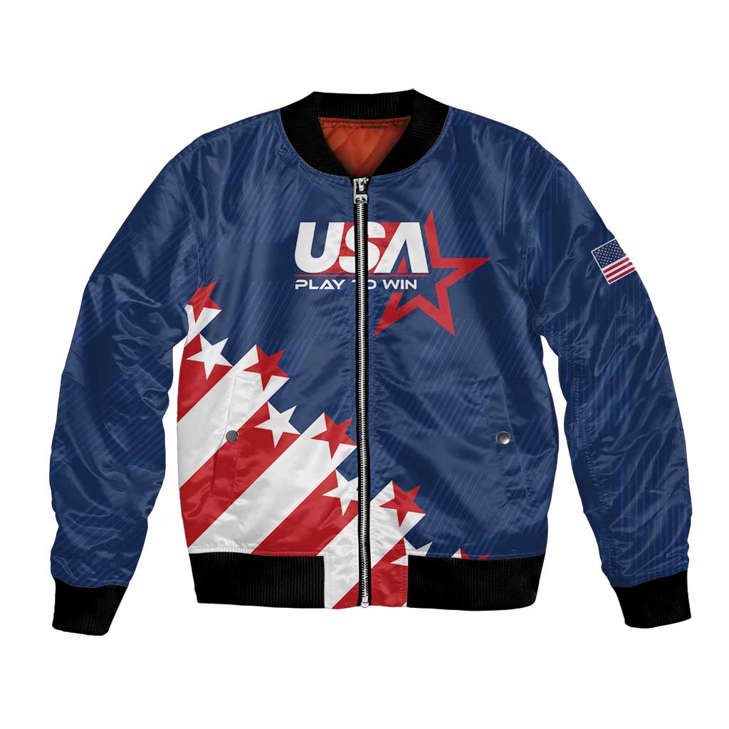 Custom USA Soccer Bomber Jacket Play To Win - Wonder Print Shop
