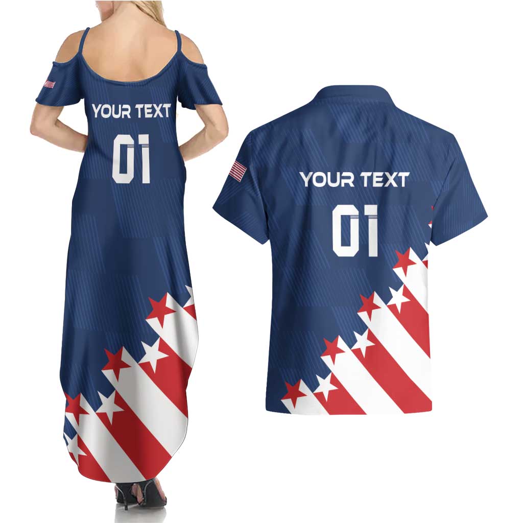 Custom USA Soccer Couples Matching Summer Maxi Dress and Hawaiian Shirt Play To Win - Wonder Print Shop