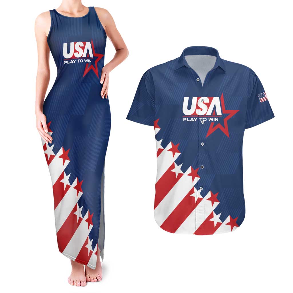 Custom USA Soccer Couples Matching Tank Maxi Dress and Hawaiian Shirt Play To Win - Wonder Print Shop