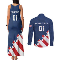 Custom USA Soccer Couples Matching Tank Maxi Dress and Long Sleeve Button Shirt Play To Win - Wonder Print Shop