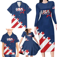Custom USA Soccer Family Matching Long Sleeve Bodycon Dress and Hawaiian Shirt Play To Win - Wonder Print Shop