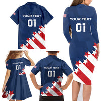 Custom USA Soccer Family Matching Long Sleeve Bodycon Dress and Hawaiian Shirt Play To Win - Wonder Print Shop