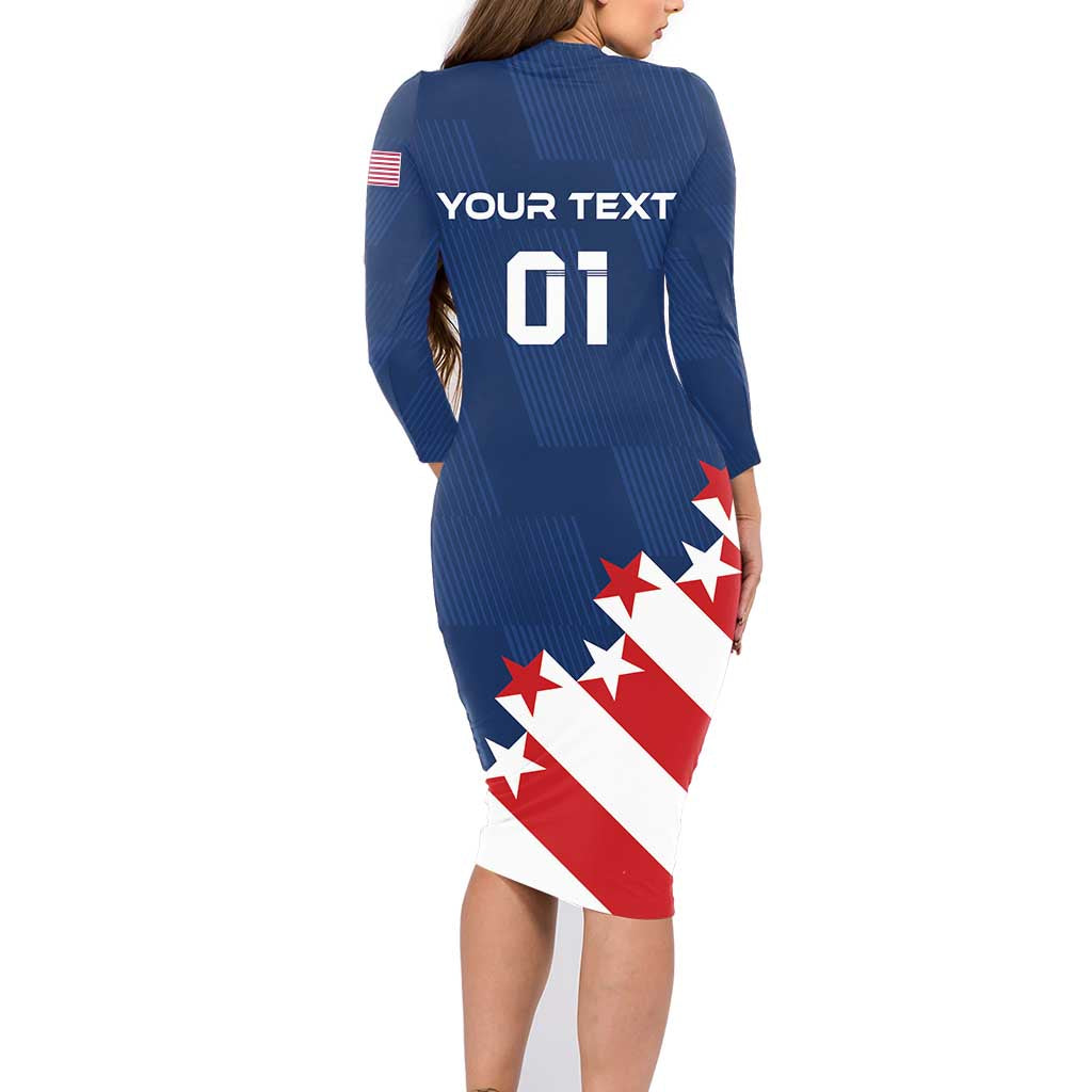 Custom USA Soccer Family Matching Long Sleeve Bodycon Dress and Hawaiian Shirt Play To Win - Wonder Print Shop
