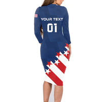 Custom USA Soccer Family Matching Long Sleeve Bodycon Dress and Hawaiian Shirt Play To Win - Wonder Print Shop