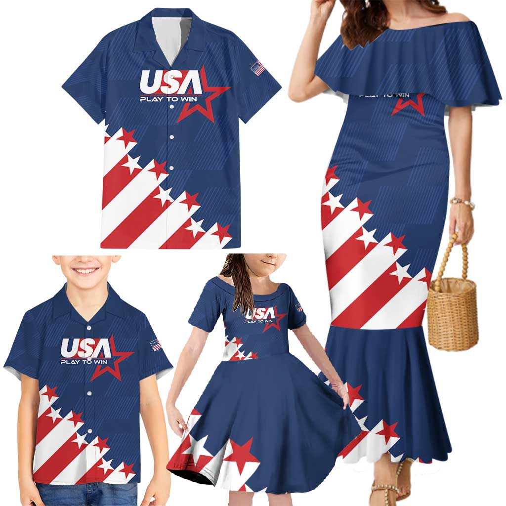 Custom USA Soccer Family Matching Mermaid Dress and Hawaiian Shirt Play To Win - Wonder Print Shop