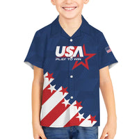 Custom USA Soccer Family Matching Off The Shoulder Long Sleeve Dress and Hawaiian Shirt Play To Win - Wonder Print Shop