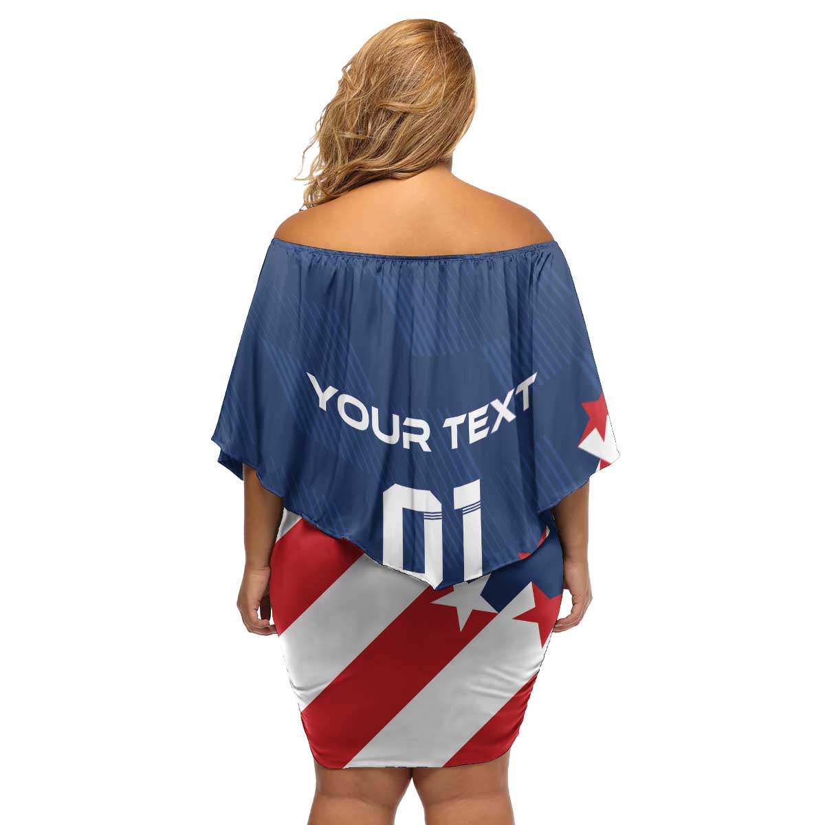 Custom USA Soccer Family Matching Off Shoulder Short Dress and Hawaiian Shirt Play To Win - Wonder Print Shop