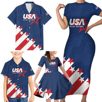 Custom USA Soccer Family Matching Short Sleeve Bodycon Dress and Hawaiian Shirt Play To Win - Wonder Print Shop