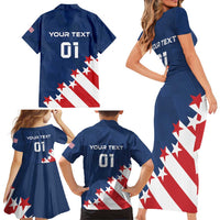 Custom USA Soccer Family Matching Short Sleeve Bodycon Dress and Hawaiian Shirt Play To Win - Wonder Print Shop