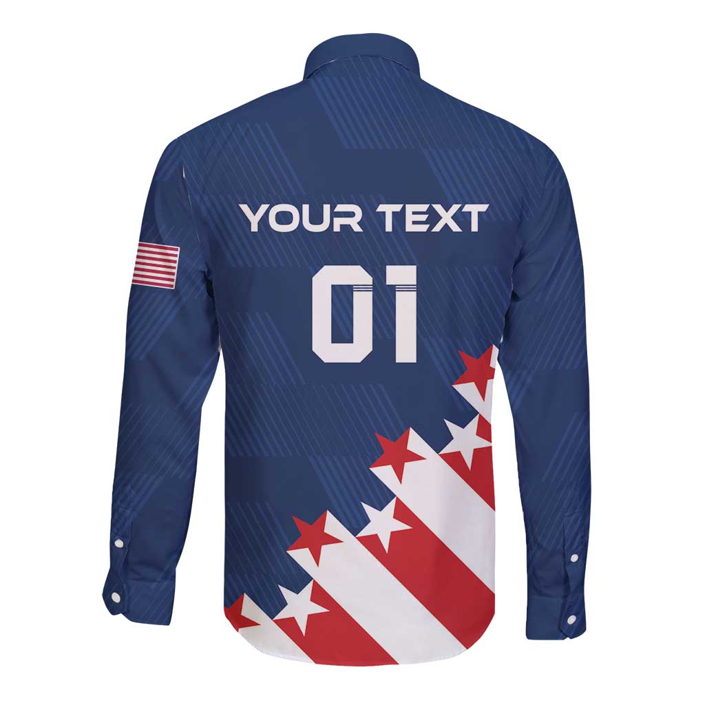 Custom USA Soccer Long Sleeve Button Shirt Play To Win - Wonder Print Shop