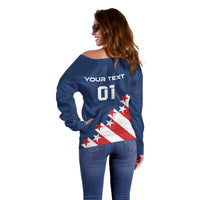 Custom USA Soccer Off Shoulder Sweater Play To Win - Wonder Print Shop