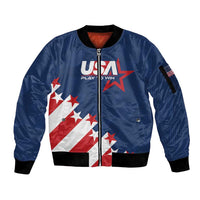 Custom USA Soccer Sleeve Zip Bomber Jacket Play To Win - Wonder Print Shop