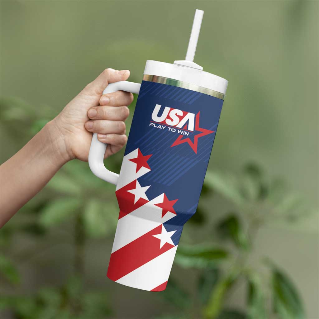 Custom USA Soccer Tumbler With Handle Play To Win - Wonder Print Shop