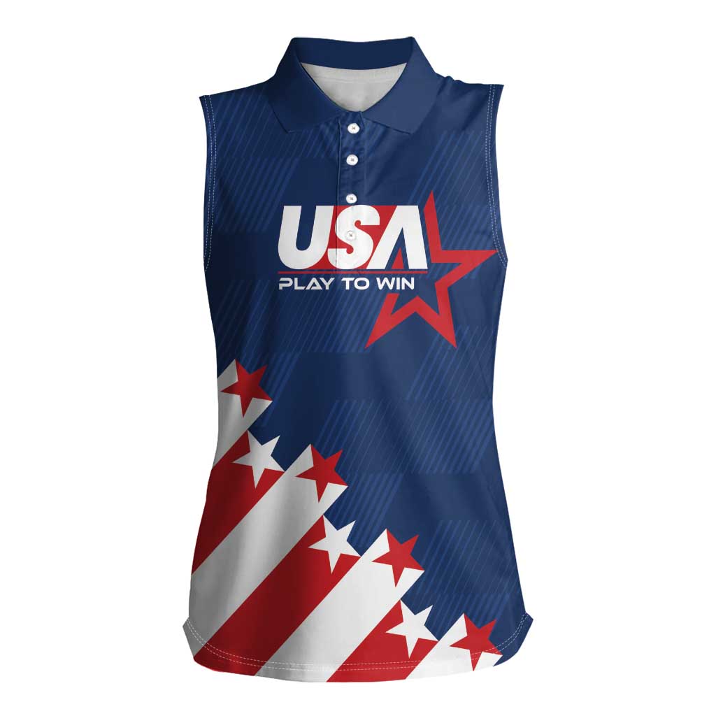 Custom USA Soccer Women Sleeveless Polo Shirt Play To Win - Wonder Print Shop