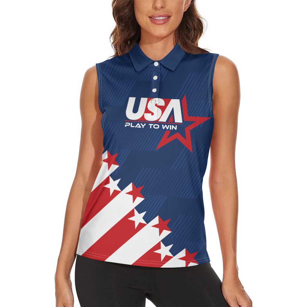 Custom USA Soccer Women Sleeveless Polo Shirt Play To Win - Wonder Print Shop