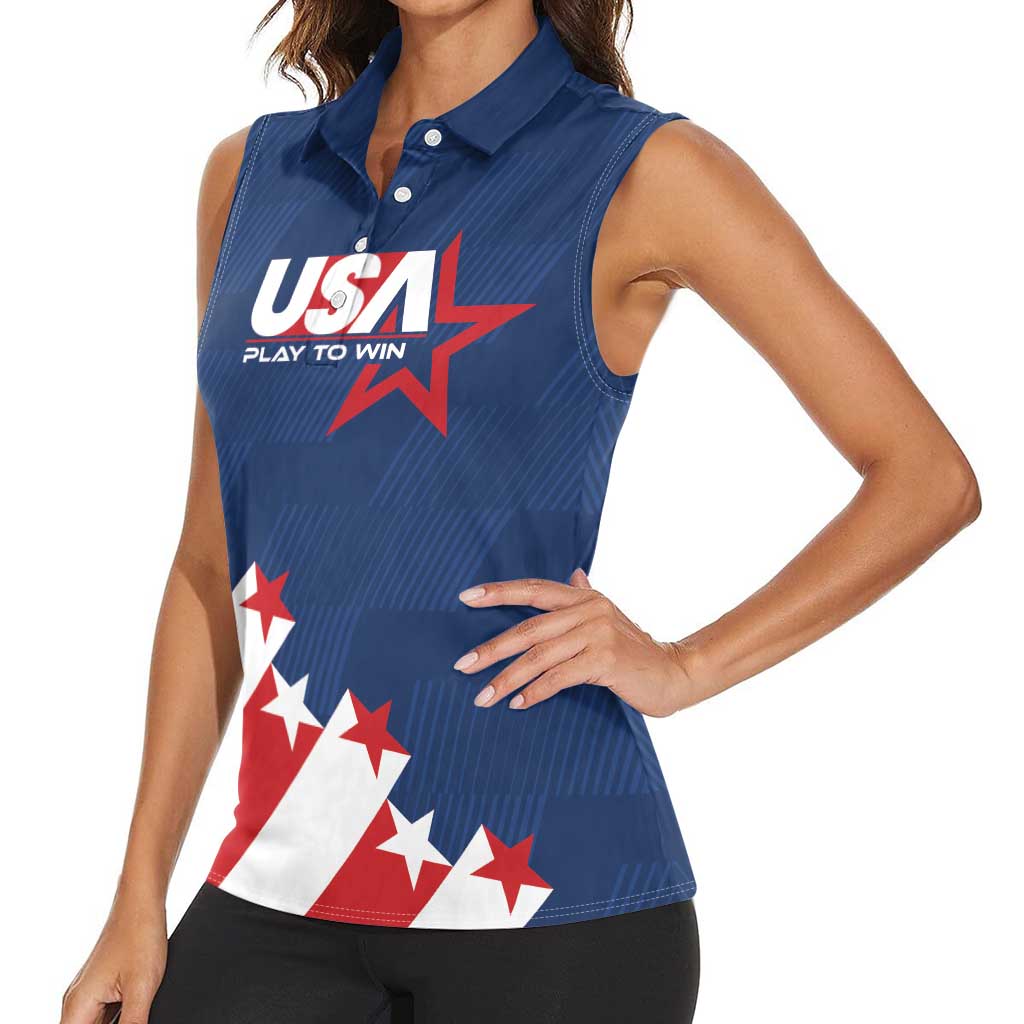 Custom USA Soccer Women Sleeveless Polo Shirt Play To Win - Wonder Print Shop
