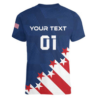 Custom USA Soccer Women V-Neck T-Shirt Play To Win - Wonder Print Shop