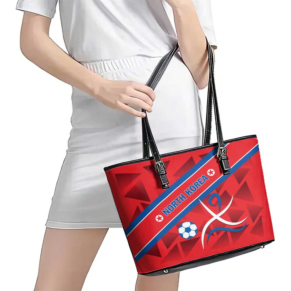 North Korea Football Leather Tote Bag Go Champion - Wonder Print Shop