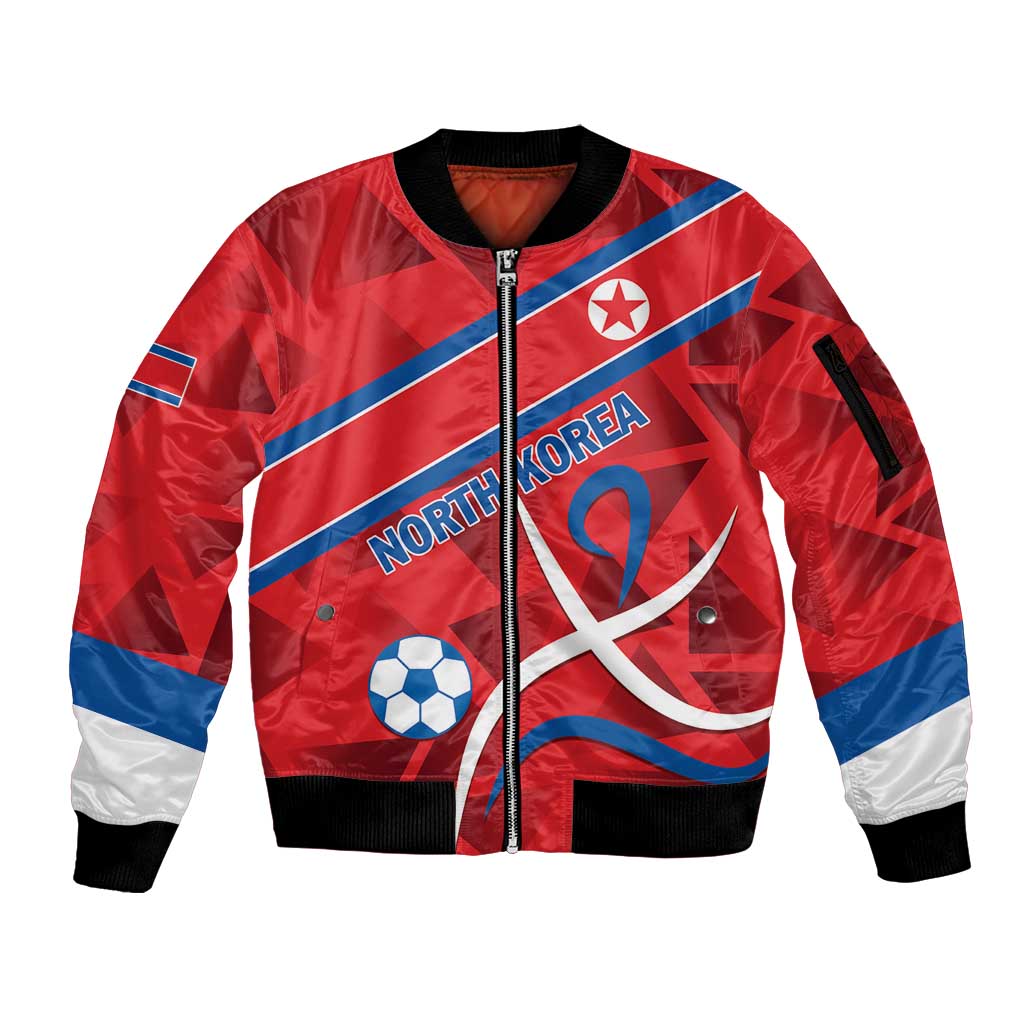 Custom North Korea Football Sleeve Zip Bomber Jacket Go Champion - Wonder Print Shop
