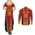 Custom Spain Football Couples Matching Summer Maxi Dress and Long Sleeve Button Shirt Go La Rojita - Wonder Print Shop