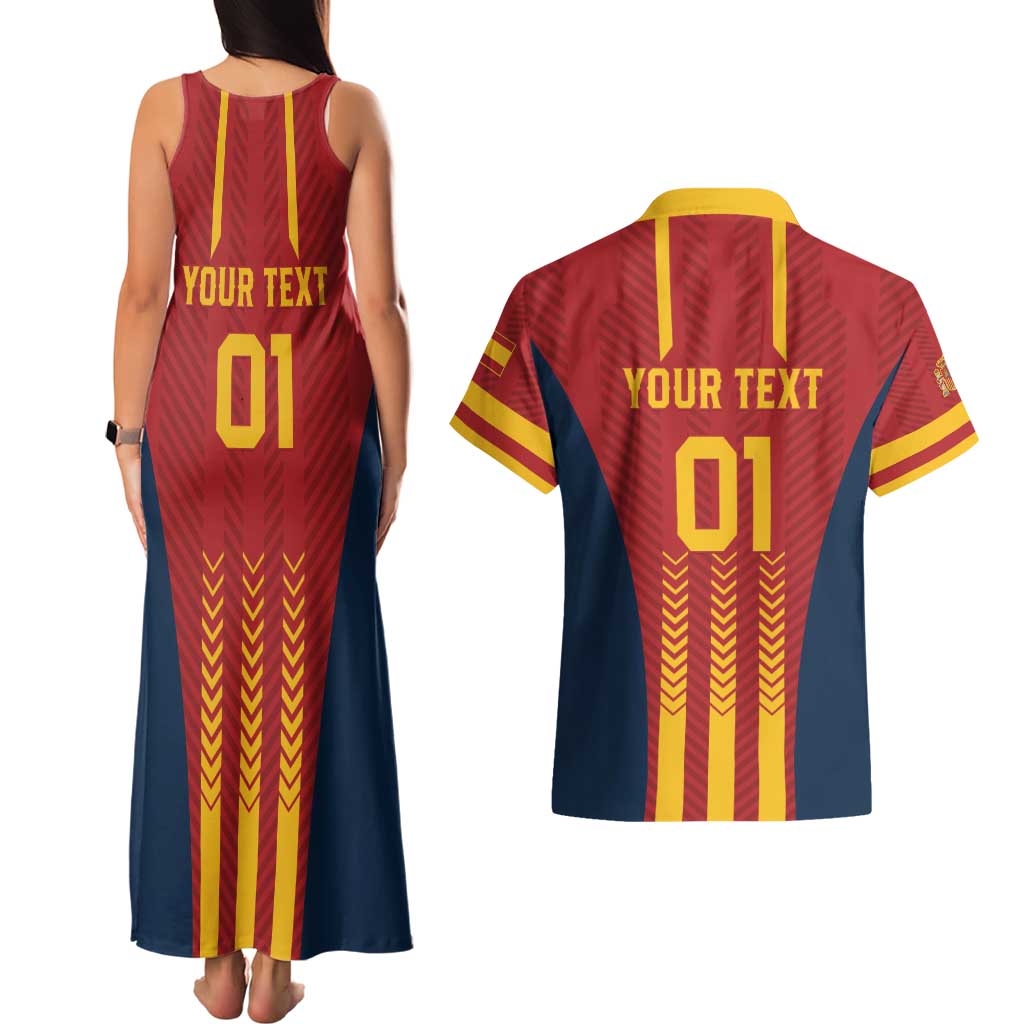 Custom Spain Football Couples Matching Tank Maxi Dress and Hawaiian Shirt Go La Rojita - Wonder Print Shop