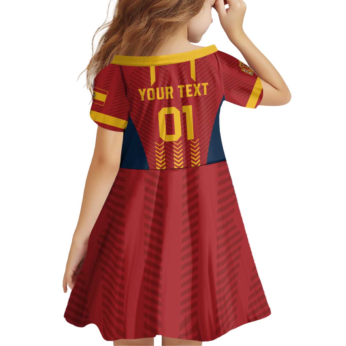 Custom Spain Football Family Matching Off Shoulder Short Dress and Hawaiian Shirt Go La Rojita - Wonder Print Shop
