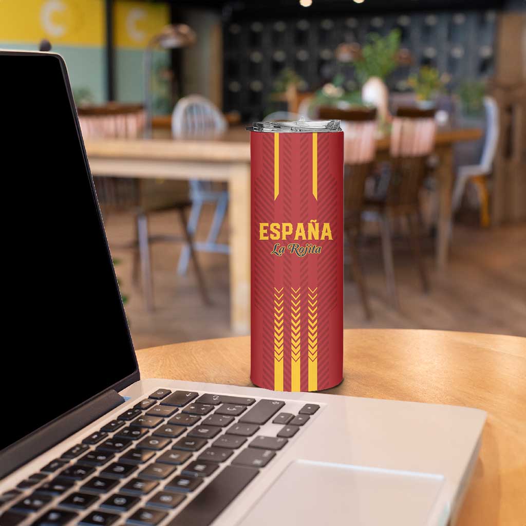 Custom Spain Football Skinny Tumbler Go La Rojita - Wonder Print Shop