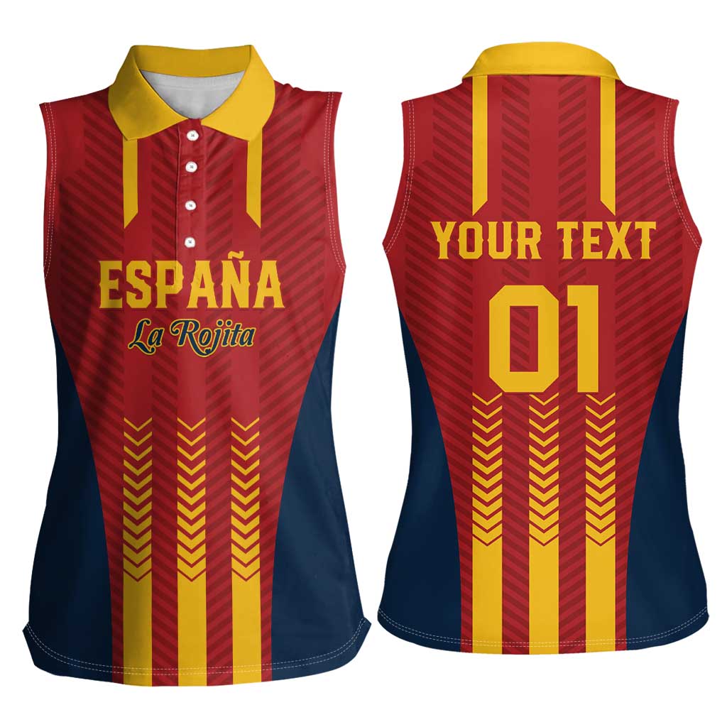 Custom Spain Football Women Sleeveless Polo Shirt Go La Rojita - Wonder Print Shop