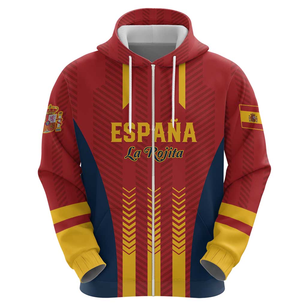 Custom Spain Football Zip Hoodie Go La Rojita - Wonder Print Shop