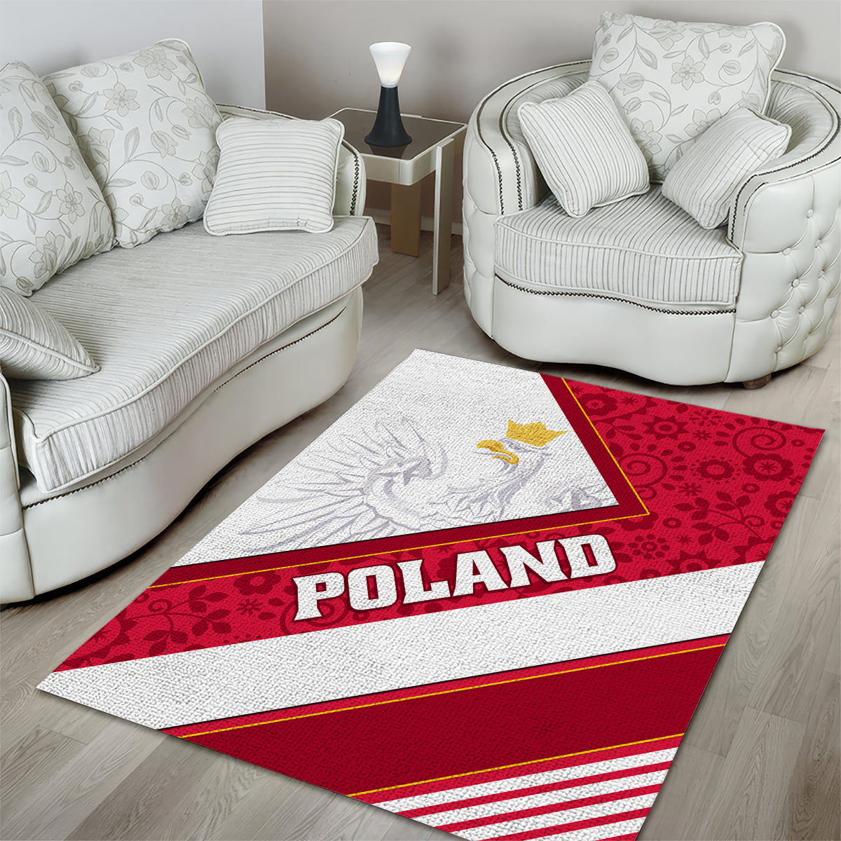Poland Independence Day Area Rug Polska White Eagle Polish Floral Pattern - Wonder Print Shop