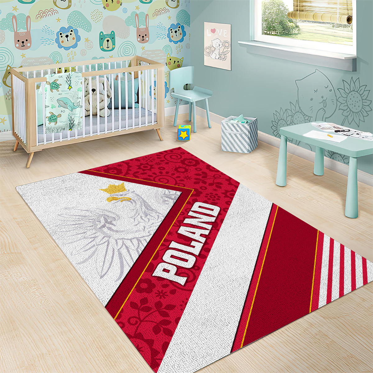 Poland Independence Day Area Rug Polska White Eagle Polish Floral Pattern - Wonder Print Shop