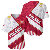 Poland Independence Day Baseball Jersey Polska White Eagle Polish Floral Pattern - Wonder Print Shop