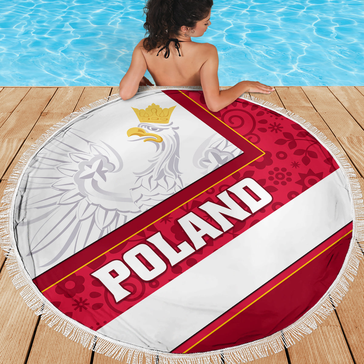 Poland Independence Day Beach Blanket Polska White Eagle Polish Floral Pattern - Wonder Print Shop