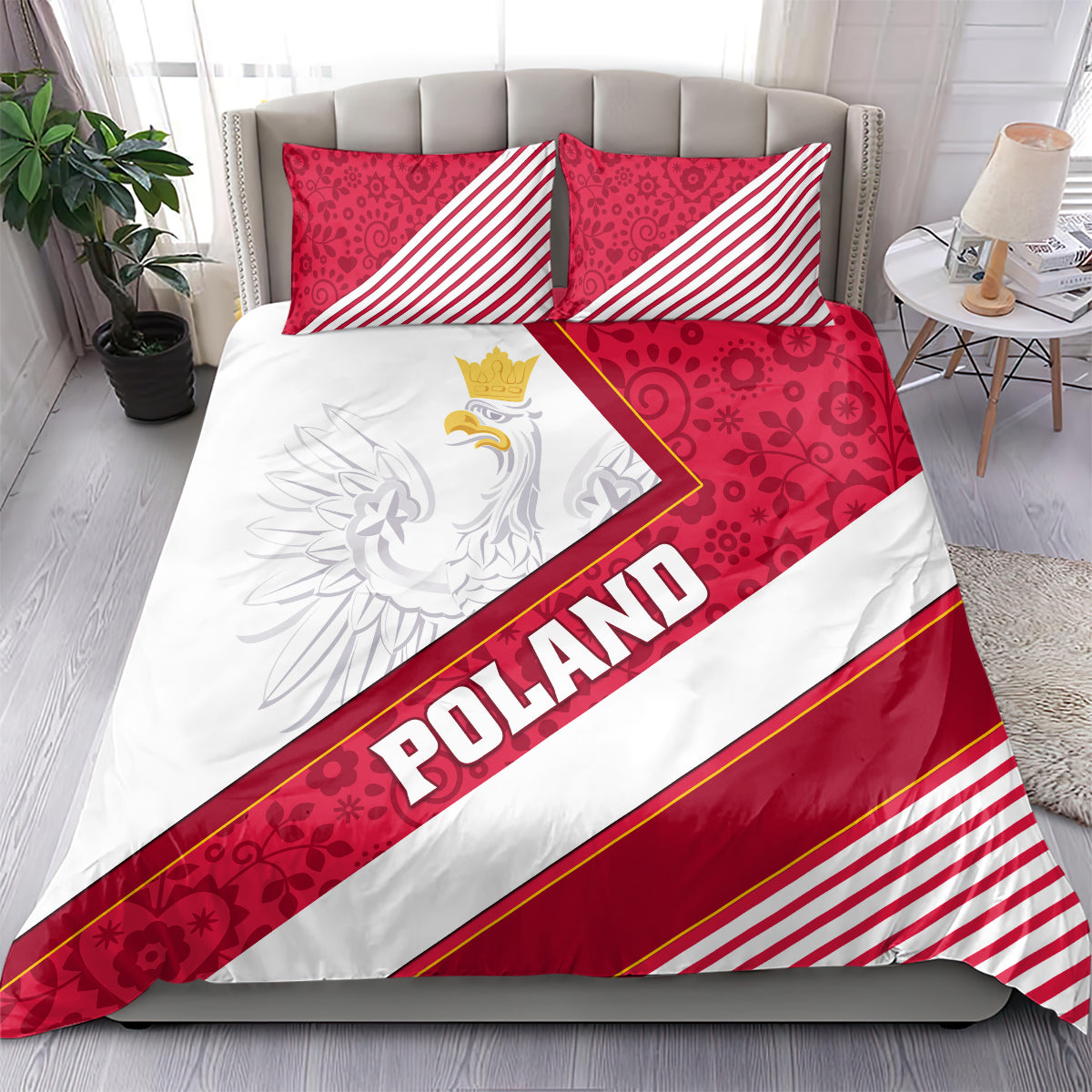 Poland Independence Day Bedding Set Polska White Eagle Polish Floral Pattern - Wonder Print Shop